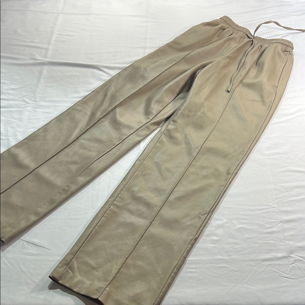 River island faux leather wide leg pull on pants size 6